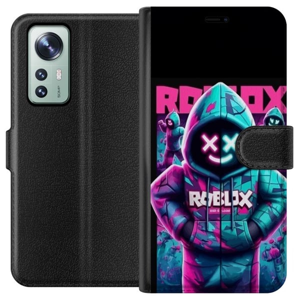 Yhteensopiva Lompakkokotelo Xiaomi 12 Roblox Hoodie Legend Mystinen Roblox-hahmo sinisessä hupparissa, jossa on futuristinen neonvalo