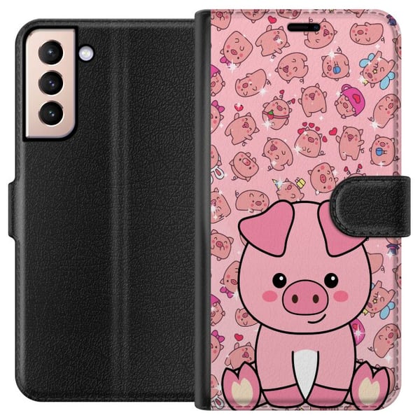 Kompatibelt Lommeboketui til Samsung Galaxy S21 Kawaii Gris Søt Rosa Dyr Anime Kompatibelt Lommeboketui til Samsung Galaxy S21 Kawaii Gris Søt Rosa Dyr Anime