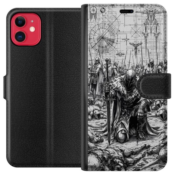 Kompatibelt Plånboksfodral till Apple iPhone 11 Medeltida riddare slagfält warrior knight armor epic battlefield svartvit fantasy krigare motiv poste Kompatibelt Plånboksfodral till Apple iPhone 11 Medeltida riddare slagfält warrior knight armor epic battlefield svartvit fantasy krigare motiv poste