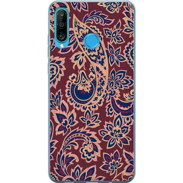 Kompatibelt Mobilskal till Huawei P30 lite Paisley oriental pattern boho indiskt mönster vintage ornament blommor retro textil tapet decoration