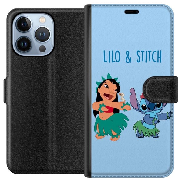 Yhteensopiva Lompakkokotelo Apple iPhone 13 Pro Lilo ja Stitch tanssimassa hulatanssia värikkäässä trooppisessa kuvituksessa