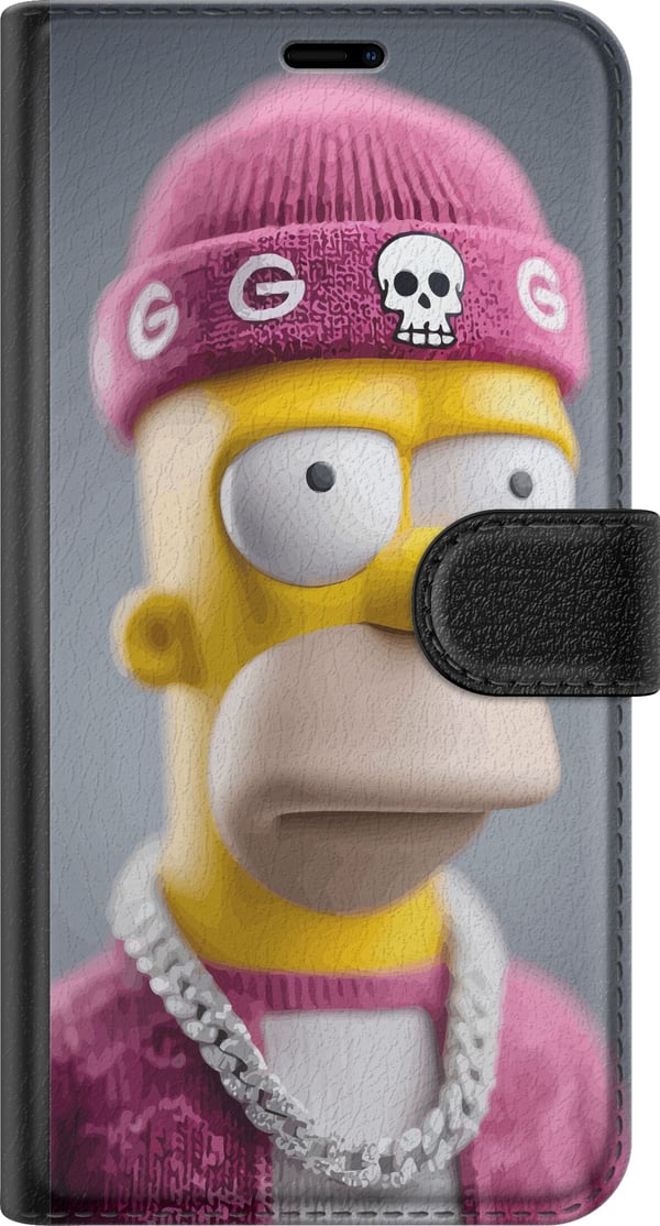 Kompatibel Tegnebogsetui til OnePlus 8T Homer Simpson-inspireret figur med lyserød beanie, kæde og streetstil, perfekt til fans af The Simpsons og mo