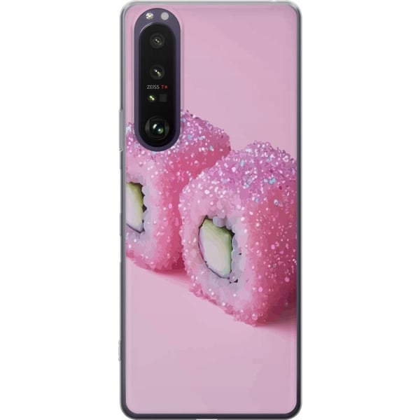 Kompatibel Mobilcover til Sony Xperia 1 III Sushi plakat lyserød glitter kawaii japansk mad rulle ris fisk æstetisk tæppedesign sød Japan kunst