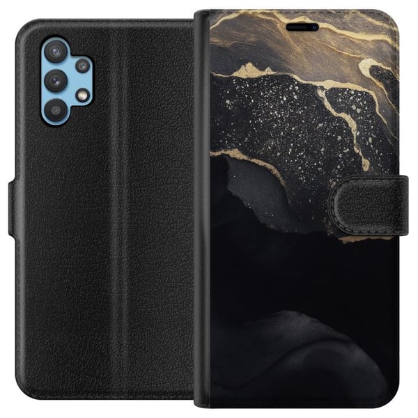 Kompatibelt Plånboksfodral till Samsung Galaxy A32 5G Svart guld abstrakt Kompatibelt Plånboksfodral till Samsung Galaxy A32 5G Svart guld abstrakt