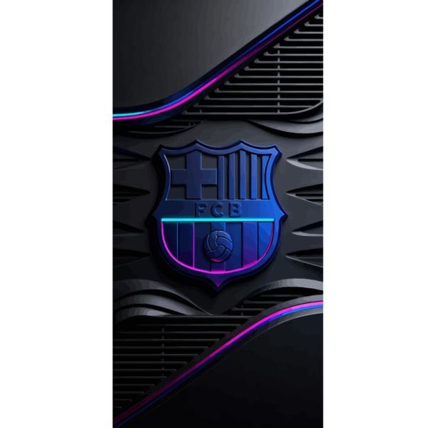 Kompatibelt Lommeboketui til Apple iPhone 13 Pro FC Barcelona-emblem i neonblått og rosa med futuristisk metallfølelse