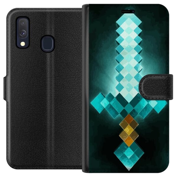 Kompatibel Tegnebogsetui til Samsung Galaxy A40 Minecraft sværd