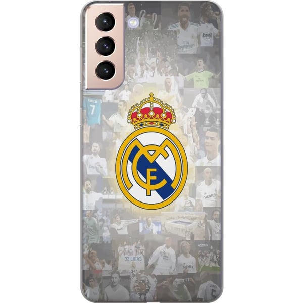 Kompatibelt Mobildeksel til Samsung Galaxy S21 Real Madrid Emblem Fotboll Klubbmärke Vit Guld Design