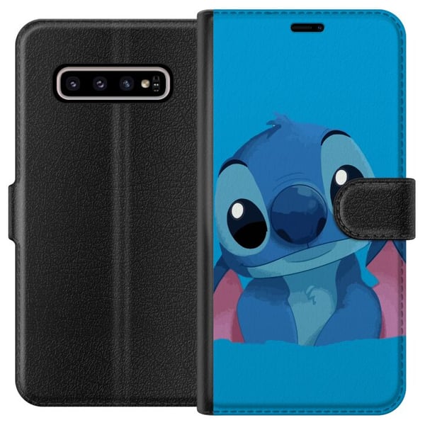 Kompatibelt Plånboksfodral till Samsung Galaxy S10+ Stitch Blå