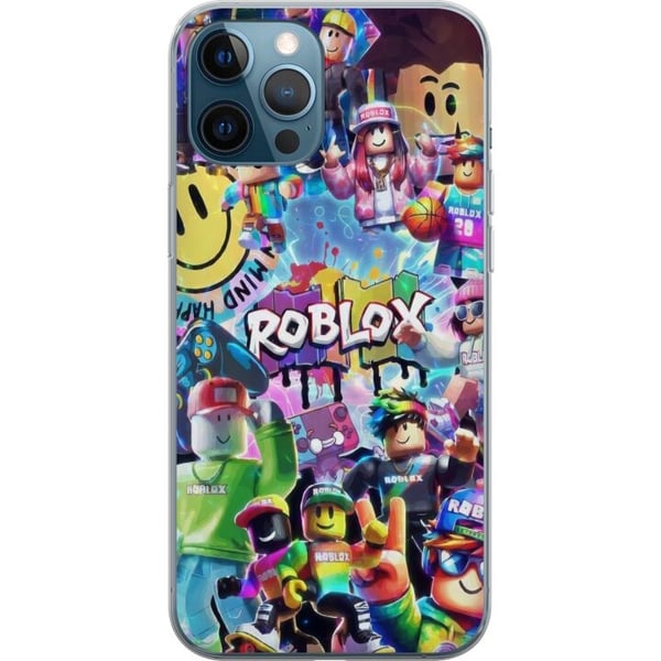 Yhteensopiva Puhelinkuori Apple iPhone 12 Pro Suuri ja värikäs Roblox-maailma täynnä hahmoja, liikettä ja energiaa, leikkisä peliaiheinen kuvitus täy