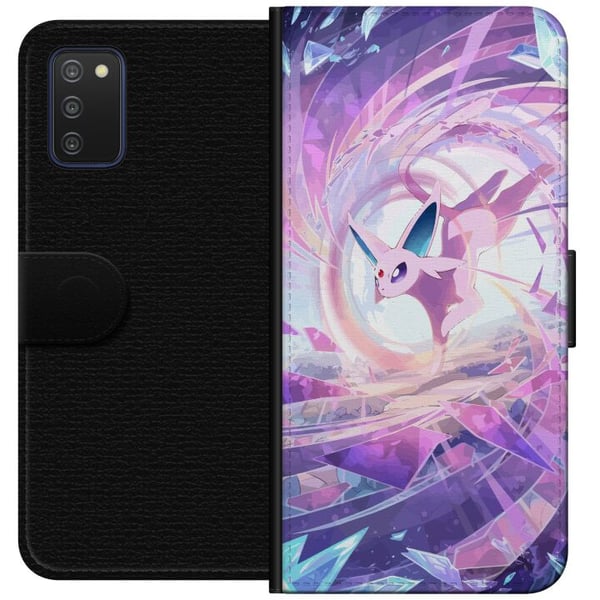 Kompatibelt Lommeboketui til Samsung Galaxy A03s Espeon Pokémon-illustrasjon – Magisk lilla motiv med krystaller og stjerner