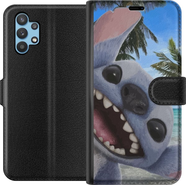 Yhteensopiva Lompakkokotelo Samsung Galaxy A32 5G Stitch-matkapuhelinkotelo, jossa on suloiset ystävyysmaalaukset.
