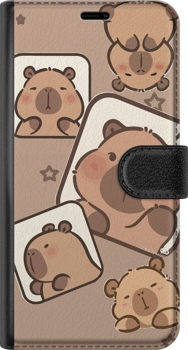 Kompatibelt Lommeboketui til OnePlus Nord CE 2 Lite 5G Capybara Frame Friends Lekent design med små kapybaraer i ruter med stjerner og beige bakgrunn