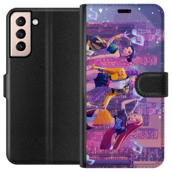 Kompatibelt Lommeboketui til Samsung Galaxy S21 Futuristisk K-pop-jentegruppe fra Demon Hunters i en neonby med popkultur og mørk fantasy-stemning Kompatibelt Lommeboketui til Samsung Galaxy S21 Futuristisk K-pop-jentegruppe fra Demon Hunters i en neonby med popkultur og mørk fantasy-stemning