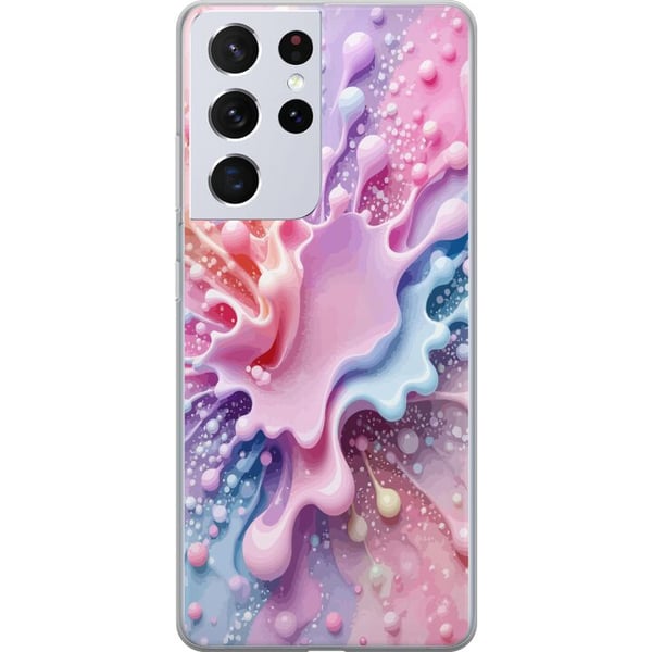 Kompatibelt Mobildeksel til Samsung Galaxy S21 Ultra 5G Pastell-splashdesign – Abstrakt kunst i rosa, blått og lilla fargemønster Kompatibelt Mobildeksel til Samsung Galaxy S21 Ultra 5G Pastell-splashdesign – Abstrakt kunst i rosa, blått og lilla fargemønster