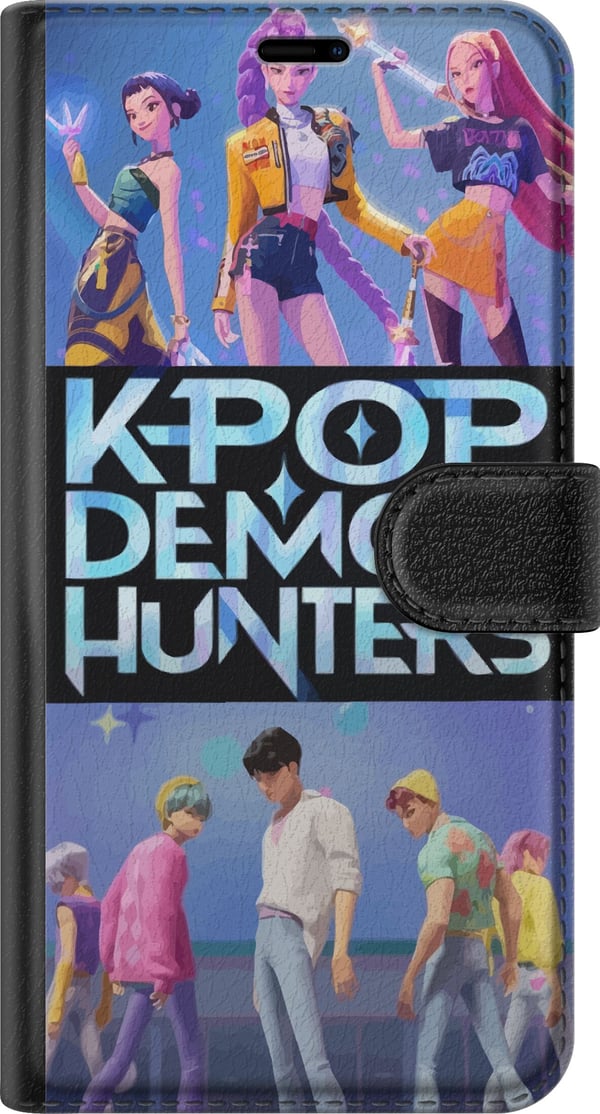 Kompatibelt Plånboksfodral till Samsung Galaxy S21 Kpop Demon Hunters koreansk idol band poster anime gaming fantasy cartoon retro style fanart desig