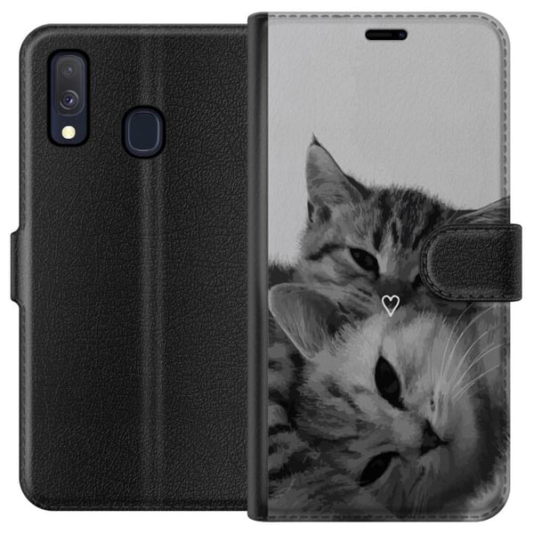 Yhteensopiva Lompakkokotelo Samsung Galaxy A40 Kissan Sydän