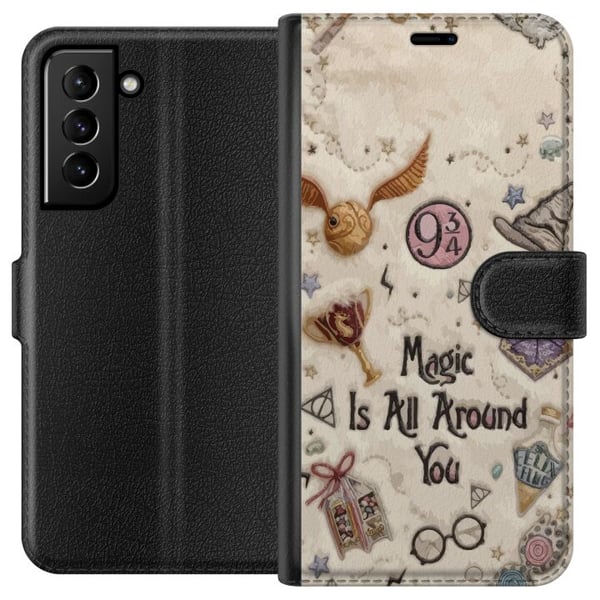 Kompatibelt Lommeboketui til Samsung Galaxy S21+ 5G Brodert magisk illustrasjon med symboler, sitater og fantasiverden i drømmende eventyrstil Kompatibelt Lommeboketui til Samsung Galaxy S21+ 5G Brodert magisk illustrasjon med symboler, sitater og fantasiverden i drømmende eventyrstil