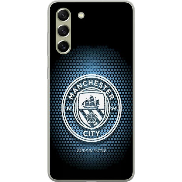 Kompatibelt Mobilskal till Samsung Galaxy S21 FE 5G Manchester City fotboll Erling Haaland blå klubbdesign illustration