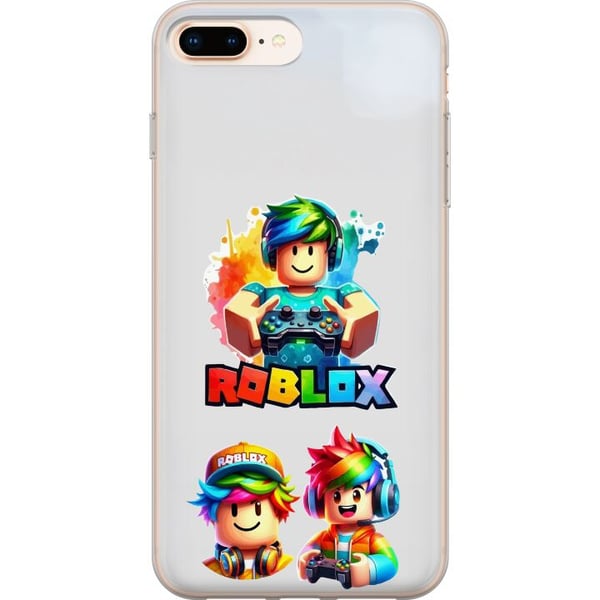 Kompatibel Mobilcover til Apple iPhone 8 Plus Roblox Rainbow Gamer Design farverig spilverden med figurer i regnbuens farver fyldt med glæde og kreat