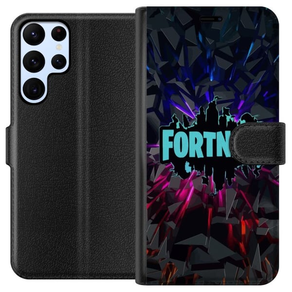 Kompatibelt Plånboksfodral till Samsung Galaxy S22 Ultra 5G Spelinspirerad abstrakt logotyp i neon med exploderande former och dynamisk energi Kompatibelt Plånboksfodral till Samsung Galaxy S22 Ultra 5G Spelinspirerad abstrakt logotyp i neon med exploderande former och dynamisk energi