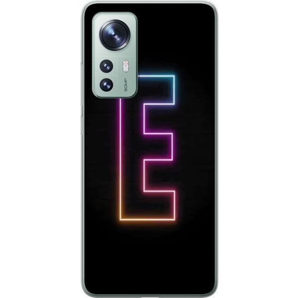 Kompatibelt Mobildeksel til Xiaomi 12 Minimalistisk neonbokstav E i lysende farger mot mørk bakgrunn
