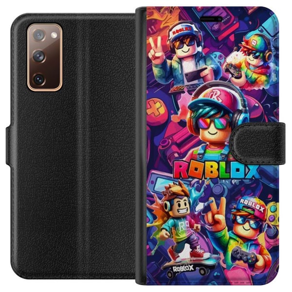 Kompatibelt Plånboksfodral till Samsung Galaxy S20 FE Färgstark Roblox-gaminggrupp med hörlurar och neonfärger för barn och spelintresserade