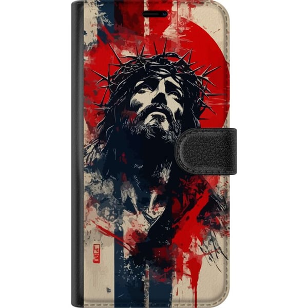 Kompatibel Tegnebogsetui til Samsung Galaxy S21+ 5G Jesus med kors - kristent motiv med stærk symbolik om tro og håb