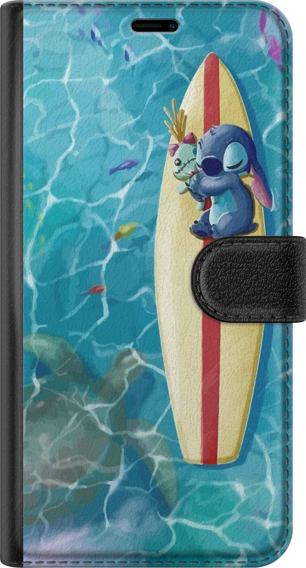 Kompatibel Tegnebogsetui til Samsung Galaxy S21+ 5G Stitch, der hviler på et surfbræt i turkis vand i sommerlig stil
