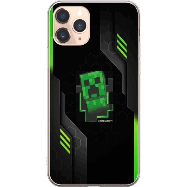 Kompatibelt Mobilskal till Apple iPhone 11 Pro Grön pixelbaserad creeperliknande spelillustration i futurisk neonstil för gamingrum