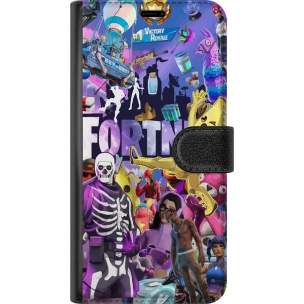 Kompatibelt Lommeboketui til Samsung Galaxy S21 Fortnite-kollasj med Banana Peely Battle Bus og skins fargerikt gamingmotiv