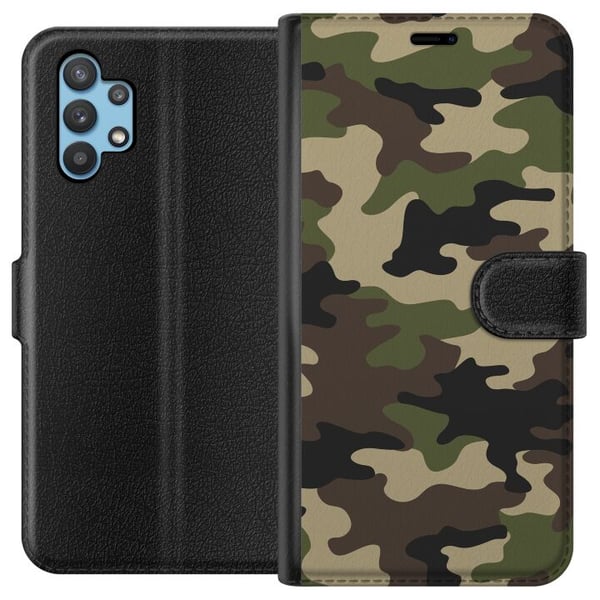 Kompatibelt Lommeboketui til Samsung Galaxy A32 5G Skog kamuflasje