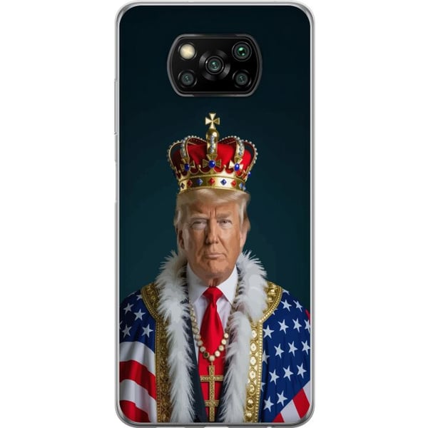 Kompatibelt Mobilskal till Xiaomi Poco X3 NFC Porträtt av Donald Trump klädd som kung med krona och mantel i USA-flaggan, symbolisk och provocerande