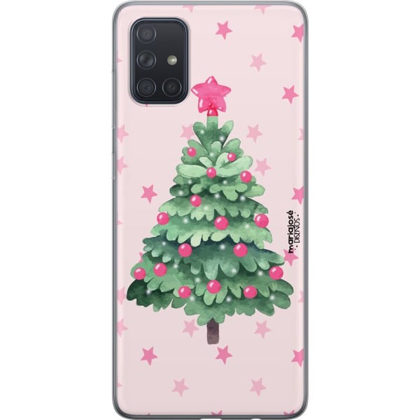 Kompatibel Mobilcover til Samsung Galaxy A71 Akvareljuletræ i rosa nuancer med stjerner og kugler, et charmerende og blødt julemotiv, der passer perf