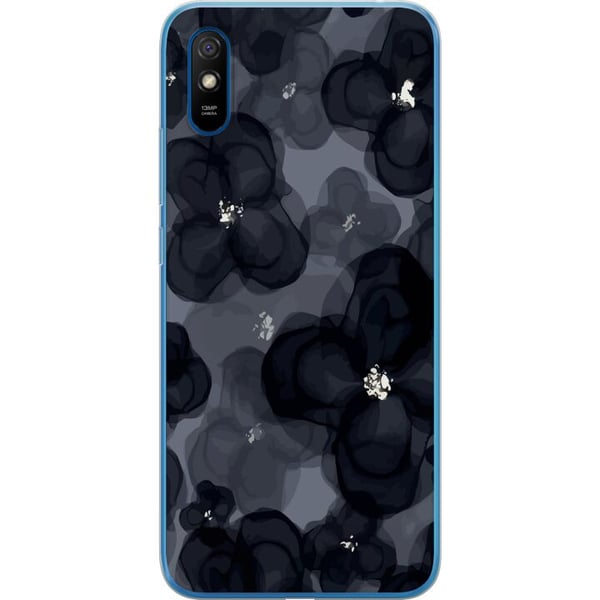 Kompatibel Mobilcover til Xiaomi Redmi 9A Abstrakt mørkt blomstermønster i sortgrå toner med en elegant, dramatisk og moderne følelse