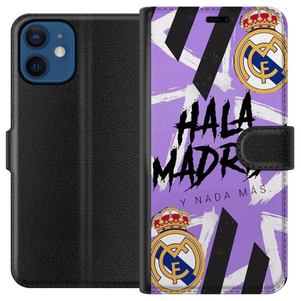 Yhteensopiva Lompakkokotelo Apple iPhone 12 mini Violetti Hala Madrid -design, jossa on seuran tunnus ja voimakas urheilugrafiikka – täydellinen jalk