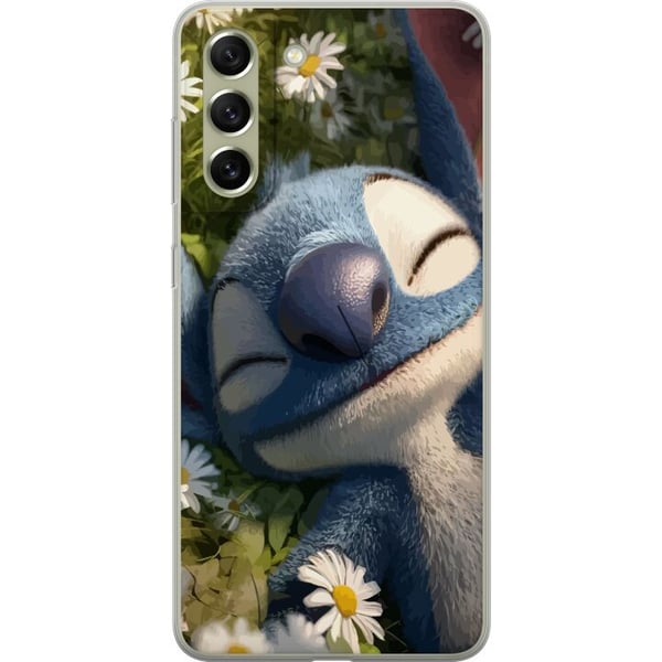 Kompatibel Mobilcover til Samsung Galaxy S21 FE 5G Stitch, der falder i søvn på en margueriteng, hvor det bløde lys og naturens ro skaber en varm og