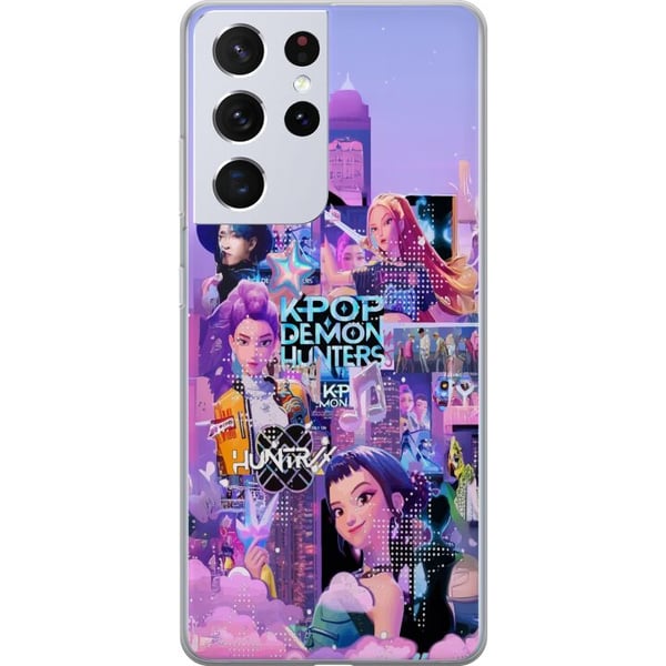 Kompatibelt Mobildeksel til Samsung Galaxy S21 Ultra 5G KPop Demon Hunters bursdagsmotiv med KPop-karakterer i neonlys og fargerikt festtema Kompatibelt Mobildeksel til Samsung Galaxy S21 Ultra 5G KPop Demon Hunters bursdagsmotiv med KPop-karakterer i neonlys og fargerikt festtema