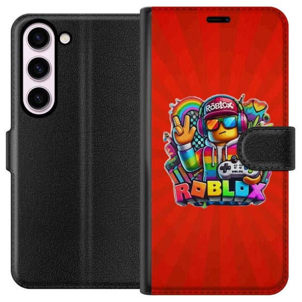 Yhteensopiva Lompakkokotelo Samsung Galaxy S23 Roblox-hahmo peliohjaimella ja sateenkaaren väreillä, eloisa pelidesign peliharrastajille