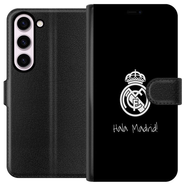 Yhteensopiva Lompakkokotelo Samsung Galaxy S23 Real Madrid Emblem Fotboll Stolthet Vit Guld Klubbmärke
