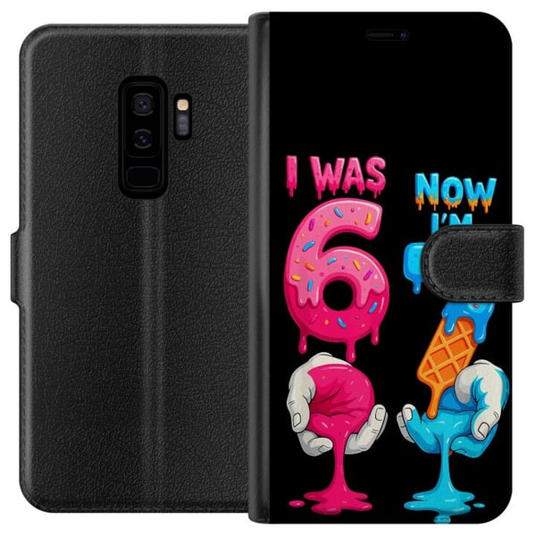 Kompatibelt Lommeboketui til Samsung Galaxy S9+ Fargerik bursdagsillustrasjon med teksten Jeg var 6, nå er jeg 7, smeltende tall, leken barnevennlig Kompatibelt Lommeboketui til Samsung Galaxy S9+ Fargerik bursdagsillustrasjon med teksten Jeg var 6, nå er jeg 7, smeltende tall, leken barnevennlig