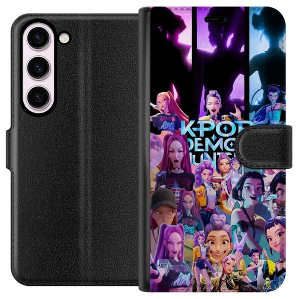Kompatibel Tegnebogsetui til Samsung Galaxy S23 KPop Demon Hunters mørk anime-vinylfigur