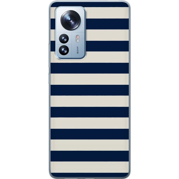 Yhteensopiva Puhelinkuori Xiaomi 12 Pro Raidallinen laivastonsiniset raidat laivastonsininen valkoinen merihenkinen kuvio merellinen muoti inspiraati