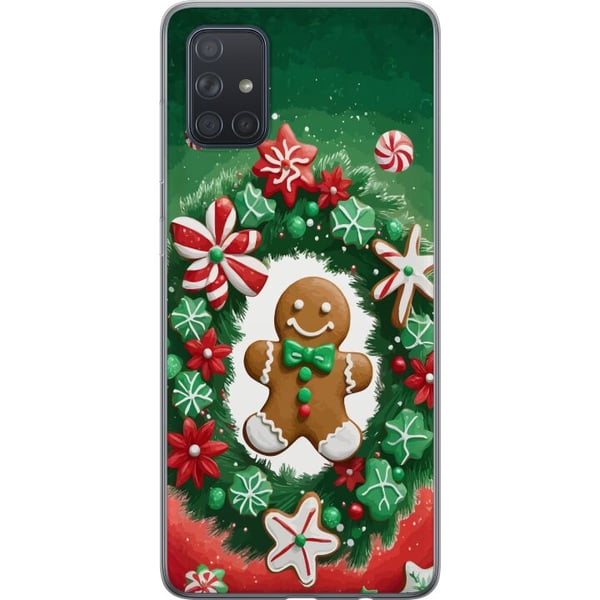 Kompatibel Mobilcover til Samsung Galaxy A71 Peberkagekrans julemotiv med krans, peberkage og klassisk grøn-rød farvetone