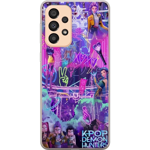 Yhteensopiva Puhelinkuori Samsung Galaxy A33 5G Kpop demoninmetsästäjät neonvalot kaupunki violetti hehku idoliestetiikka tunnelma
