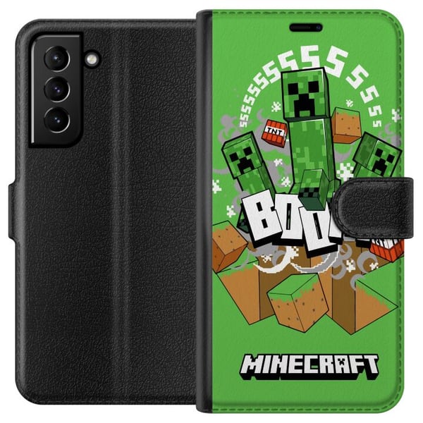 Kompatibelt Lommeboketui til Samsung Galaxy S21+ 5G Minecraft Boom Kompatibelt Lommeboketui til Samsung Galaxy S21+ 5G Minecraft Boom