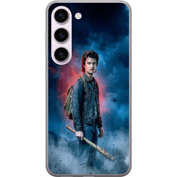 Kompatibel Mobilcover til Samsung Galaxy S23 Stranger Things-portræt med baseballbat, lyn og dramatisk baggrund Kompatibel Mobilcover til Samsung Galaxy S23 Stranger Things-portræt med baseballbat, lyn og dramatisk baggrund