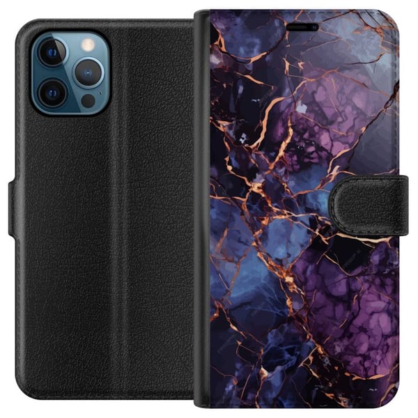 Kompatibelt Plånboksfodral till Apple iPhone 12 Pro Marmor Blå Lila