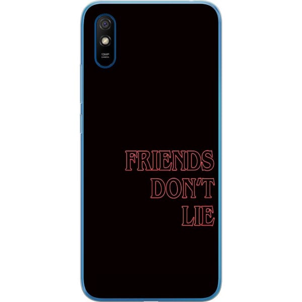 Kompatibel Mobilcover til Xiaomi Redmi 9A Stranger Things Friends Don’t Lie – neonrødt tekstdesign med populært Stranger Things-citat fra serien