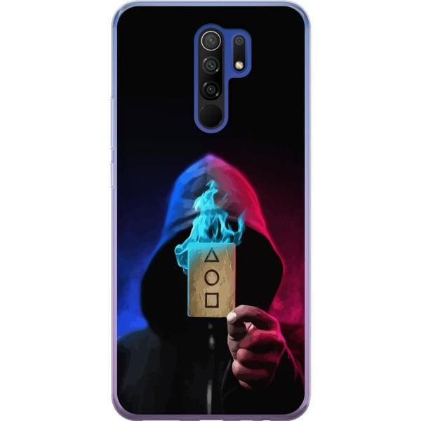 Kompatibelt Mobilskal till Xiaomi Redmi 9 Squid Game poster Netflix koreansk serie survival drama mask kort hooded retro design thriller fanart
