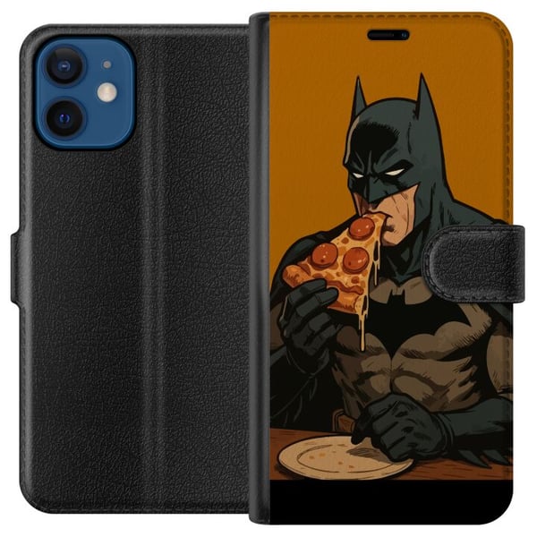 Yhteensopiva Lompakkokotelo Apple iPhone 12 mini Batman-juliste syö pizzaa DC Comics -sankari sarjakuva retro huumori hauska ruoka-aiheinen kuvitus h
